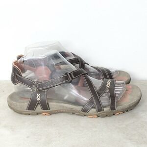 Merrell Sandals Women Size 7 Shoes Brown Leather Strappy Flip Flops Adjustable